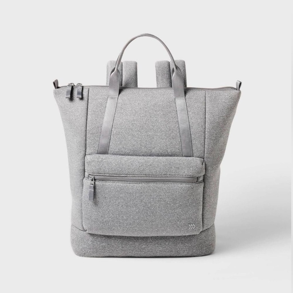 Faux Neoprene Backpack - Heathered Gray - Picture 1 of 4